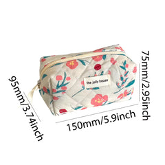 3 Pcs Cosmetic Bag Set Women Floral Makeup Pouch Japanese Flower Printed Quilted Skincare Storage Bag Aesthetic Beauty Wash Bags