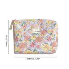 3 Pcs Cosmetic Bag Set Women Floral Makeup Pouch Japanese Flower Printed Quilted Skincare Storage Bag Aesthetic Beauty Wash Bags