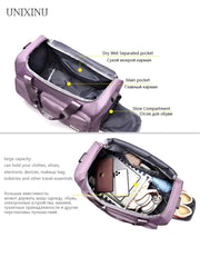 Carry on Travel Bag Large Capacity Weekender Overnight Duffle Bags with Shoe Compartment Sports Fitness Bags for Women