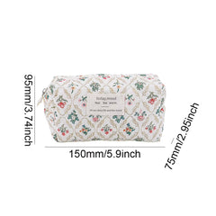 3 Pcs Cosmetic Bag Set Women Floral Makeup Pouch Japanese Flower Printed Quilted Skincare Storage Bag Aesthetic Beauty Wash Bags